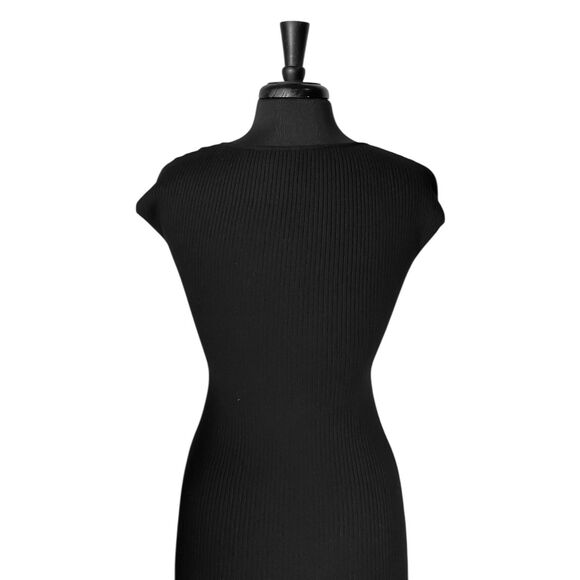 Wilfred Aritzia Womens Mini Dress Black Ribbed Knit Stretch Sleeveless Bodycon S - Picture 7 of 8